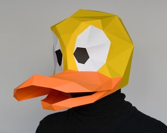 Rubber Duck Mask Papercraft Pattern | Cartoon Mask | Printable Mask | Halloween Mask | Paper Mask | Toon Duck | Rubber Ducky