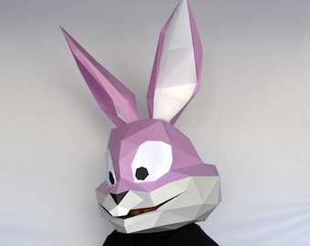 Bunny Mask Papercraft Pattern | Rabbit Mask | Cartoon Mask | Printable Mask | Halloween Mask | Paper Mask | Animal Mask | Toon Bunny