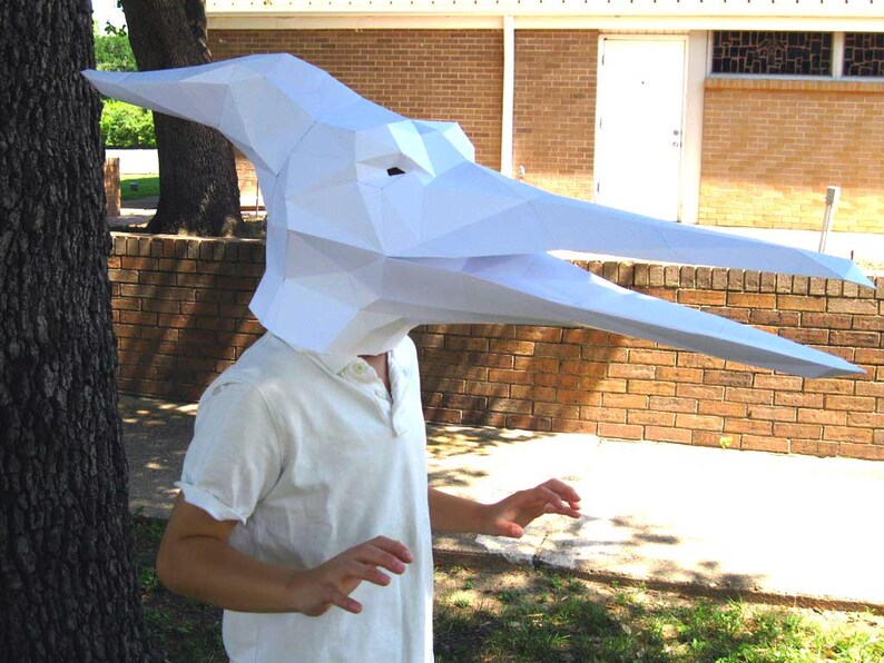 Papercraft Template Dinosaur Mask Paper Mask Pterodactyl Mask Paper Pattern Halloween Mask Dinosaur Mask Silhouette Cameo SVG