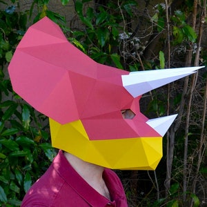 Dinosaur Mask - Triceratops | Great Dinosaur Birthday Fun! | Halloween Mask | Triceratops Mask | Dinosaur Birthday | Paper Mask