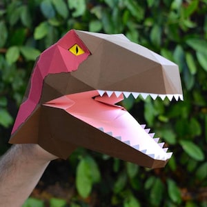 Velociraptor Paper Puppet Pattern | DIY Kids Craft (PDF Pattern) image 2