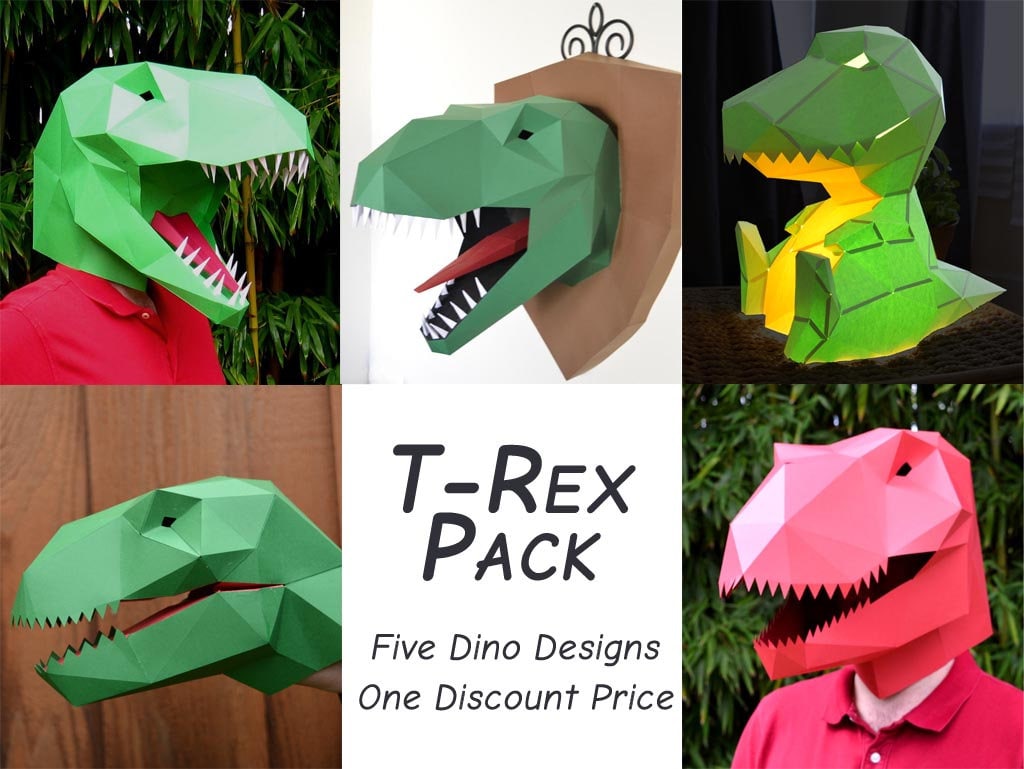T-Rex Pack Cinco patrones 33% de descuento Máscara de - Etsy México