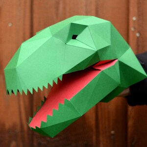 T-Rex Puppet Build a Paper Hand Puppet Dinosaur Puppet Kids Craft Project Dinosaur Birthday Dinosaur Party Silhouette Cameo SVG image 3
