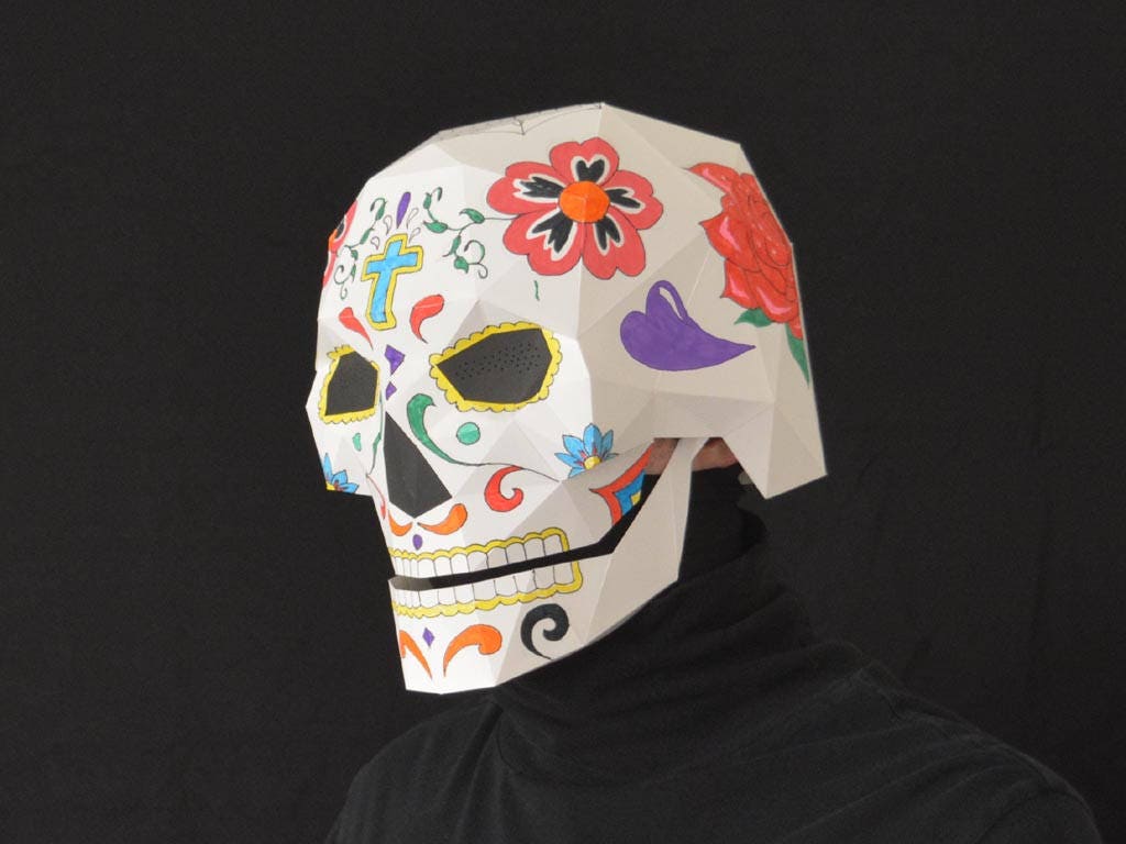 Skull Mask With Moving Mouth Pattern Two Styles Halloween Etsy Australia