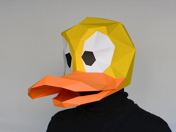 Rubber Duck Mask Papercraft Pattern Cartoon Mask Printable Mask Halloween Mask Paper Mask Toon Duck Rubber Ducky