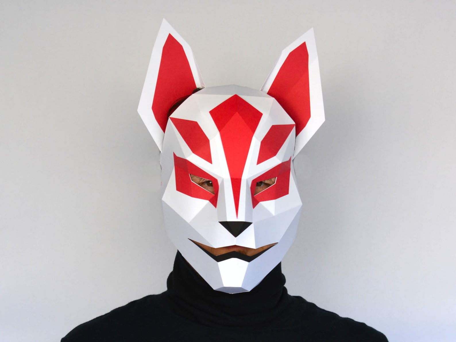 Kitsune Mask Pattern Papercraft Template Kitsune Fox Mask Etsy