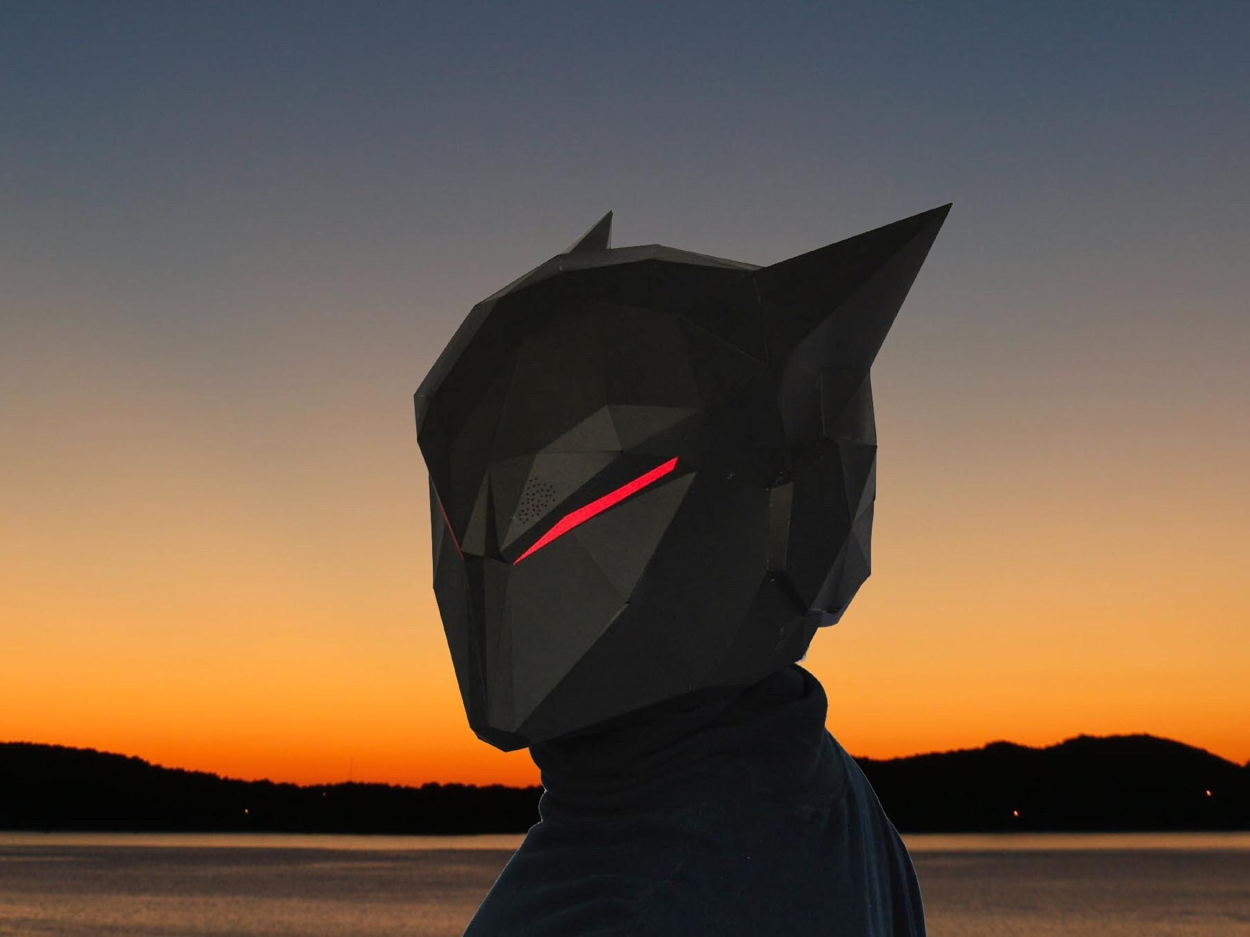 Galactic Ninja Mk1 Low Poly Mask Pattern Papercraft Template Uses