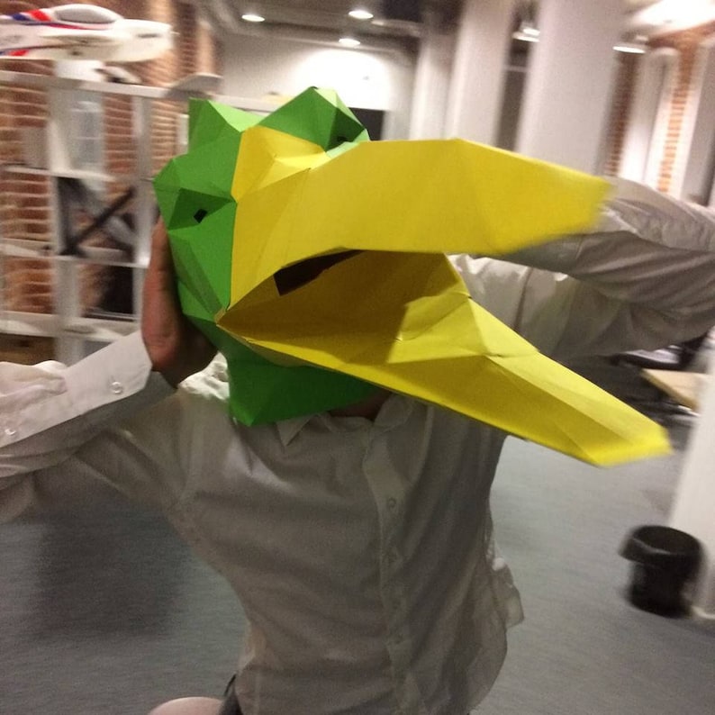 Papercraft Template Dinosaur Mask Paper Mask Pterodactyl Mask Paper Pattern Halloween Mask Dinosaur Mask Silhouette Cameo SVG