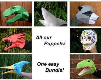 DIY Hand Puppet Pack - Make Your Own Dragon, T-Rex, Shark, and More! Over 50% off!