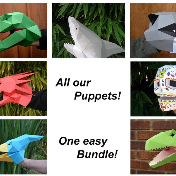 DIY Hand Puppet Pack - Make Your Own Dragon, T-Rex, Shark, and More! Over 50% off!