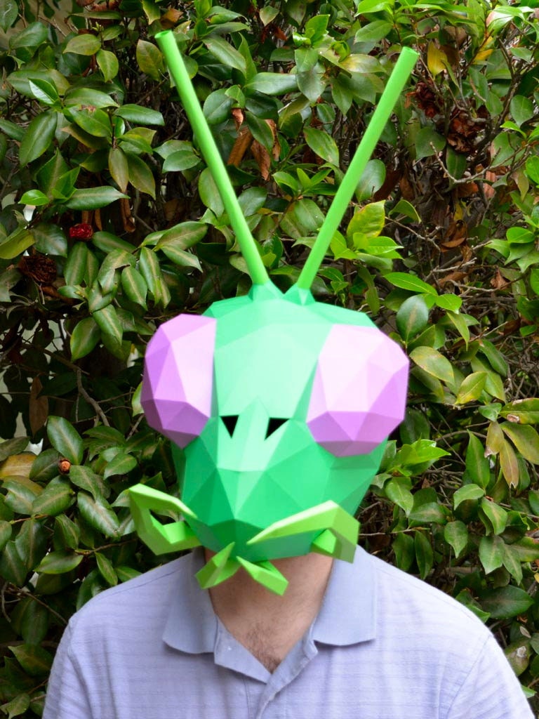 カマキリマスクの紙型紙 | 昆虫マスク ハロウィンマスク DIY マスク ペーパークラフトマスク Cricut SVG オプション - Etsy 日本