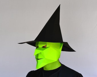 Low Poly Witch Mask Pattern – DIY Halloween Costume (PDF Download)
