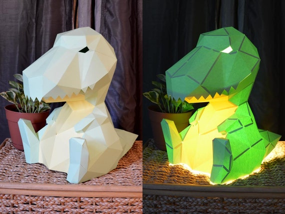 T-rex Lamp Papercraft Pattern DIY Project Table Lamp - Etsy