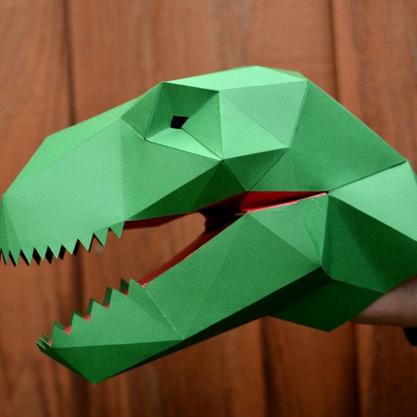 T-Rex Puppet - Build a Paper Hand Puppet | Dinosaur Puppet | Kids Craft Project | Dinosaur Birthday | Dinosaur Party | Silhouette Cameo SVG