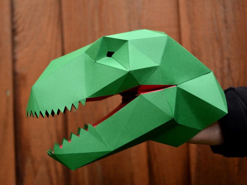 T-Rex Puppet Build a Paper Hand Puppet Dinosaur Puppet Kids Craft Project Dinosaur Birthday Dinosaur Party Silhouette Cameo SVG image 1