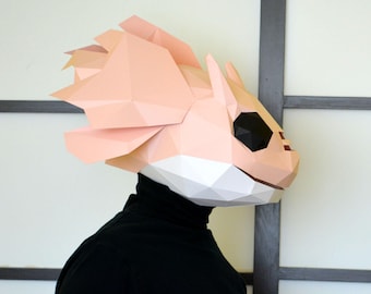 Axolotl Papiermaske: DIY Karton Maske (Erwachsener & Kind)