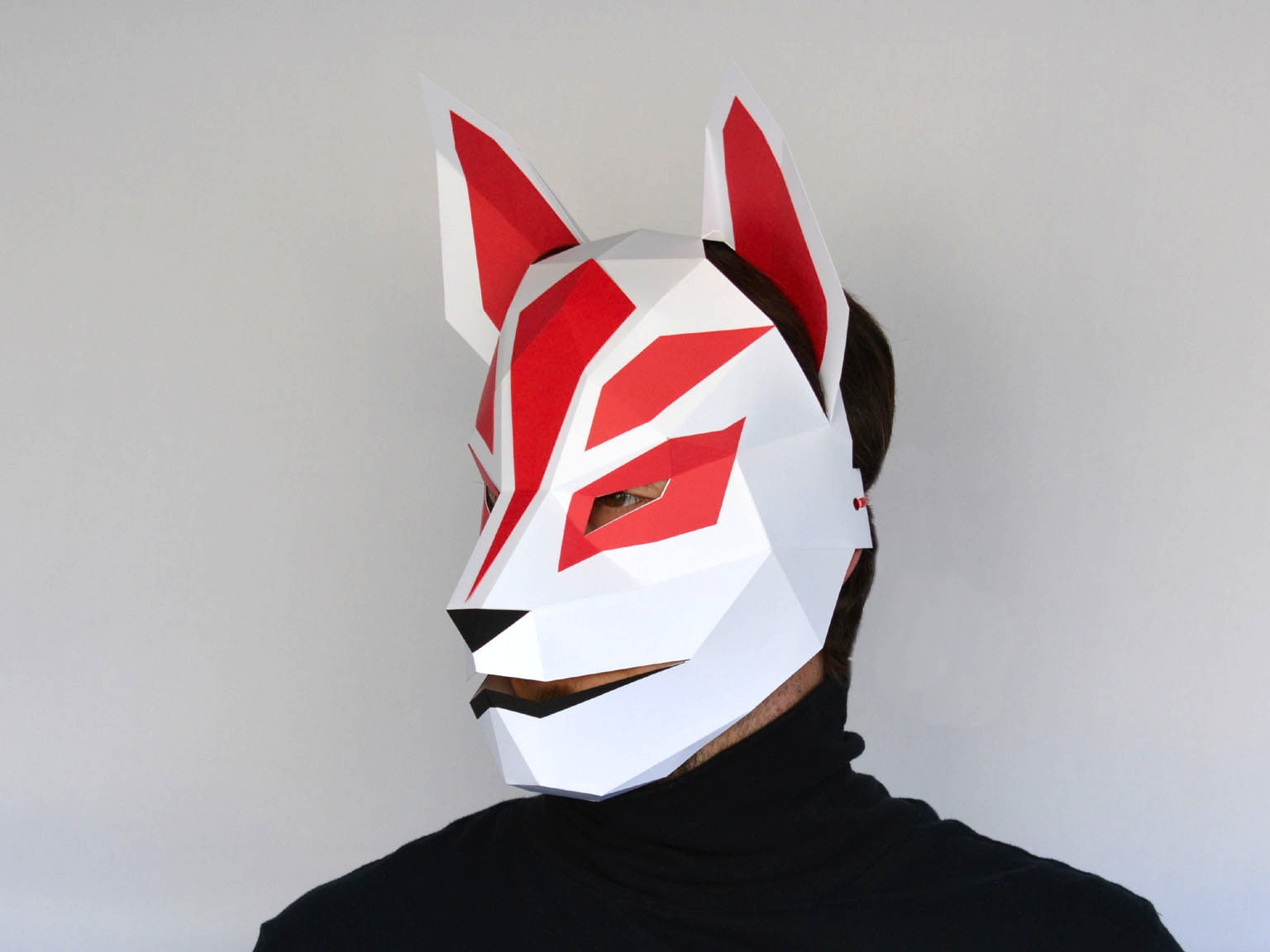 Kitsune fox mask template. DIY mask costumes • Happythought