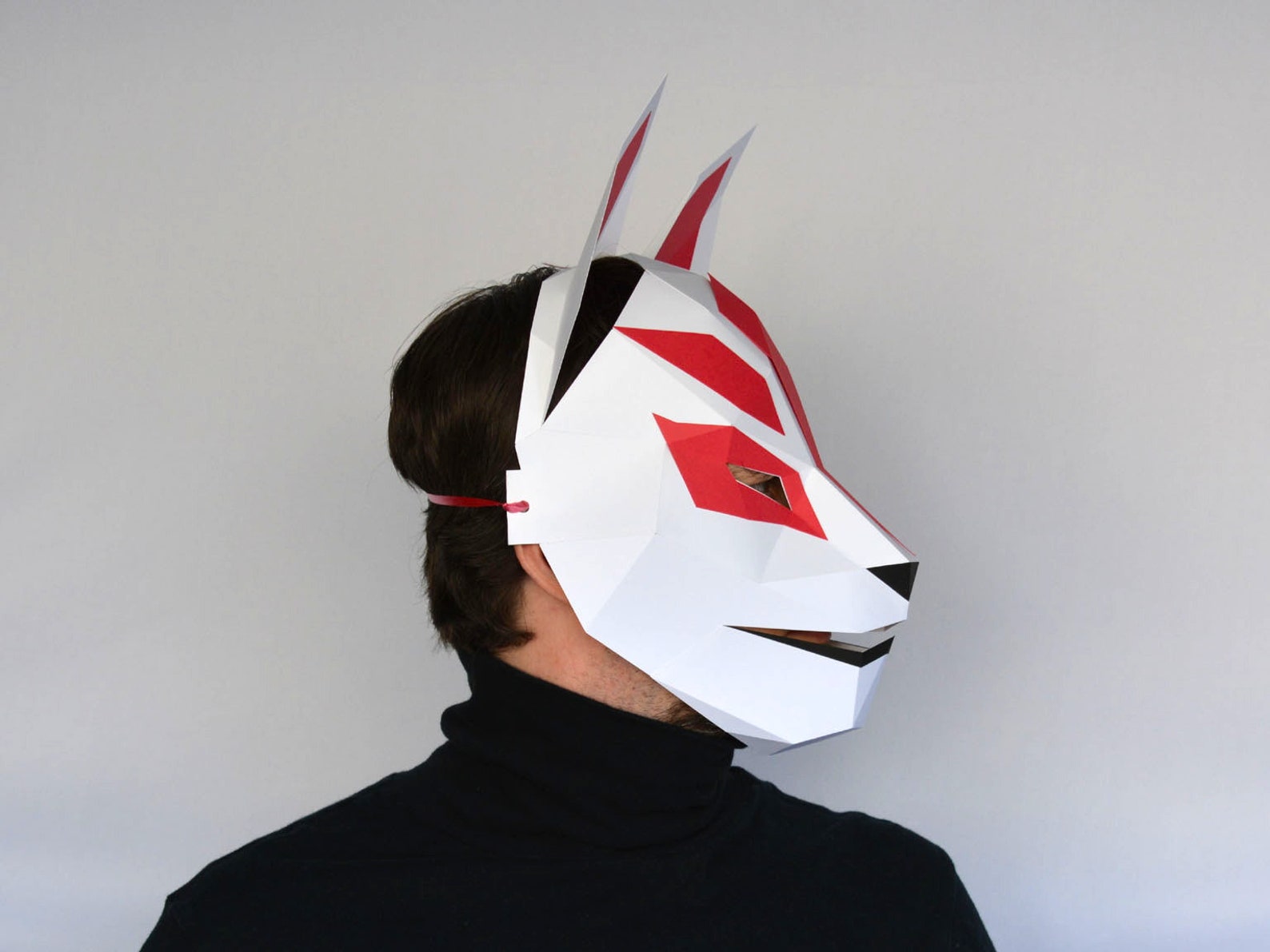 Kitsune Mask Pattern Papercraft Template Kitsune Fox Mask Etsy België