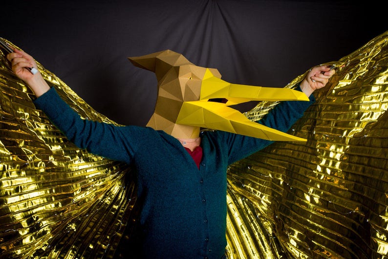 Papercraft Template Dinosaur Mask Paper Mask Pterodactyl Mask Paper Pattern Halloween Mask Dinosaur Mask Silhouette Cameo SVG
