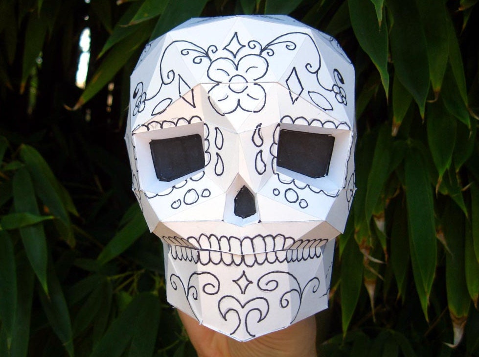 Skull Puppet Make It Yourself With Just Paper and Glue Dia Etsy