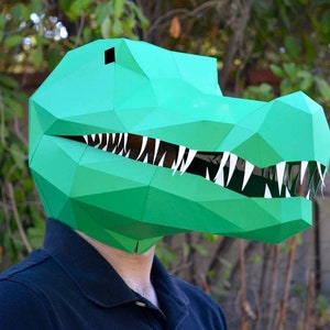 Papercraft Maske: Krokodil Maske / Alligator Maske | Tiermaske | Cricut SVG | Halloween Maske | Papiermaske | Peter Pan | Kapitän Hook