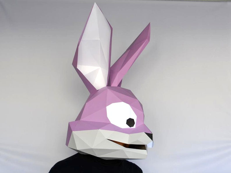Bunny Mask Papercraft Pattern Rabbit Mask Cartoon Mask Etsy