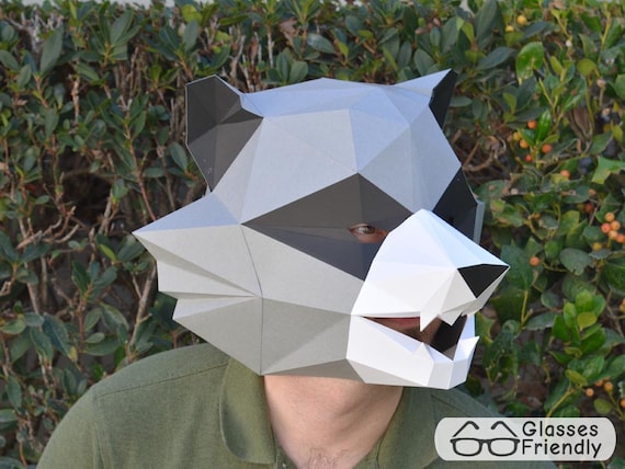 Animal Mask: Make Your Own 3D Low Poly Raccoon Mask With This - Etsy Animal Mask: Make Your Own 3D Low Poly Raccoon Mask With This - Etsy