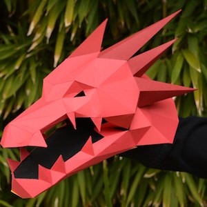 Dragon Puppet Build a Hand Puppet with just Paper and Glue Monster Puppet Paper Puppet Papercraft Dungeons and Dragons image 4