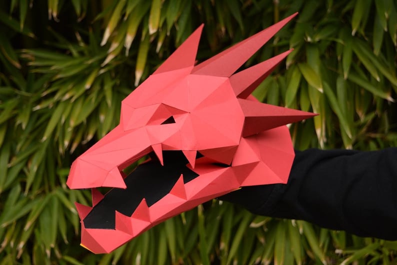 Dragon Puppet Build a Hand Puppet with just Paper and Glue Monster Puppet Paper Puppet Papercraft Dungeons and Dragons image 4