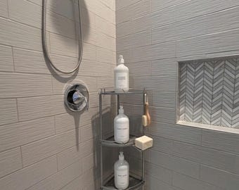 Corner Shower Shelf display shelf wavy shelf funky shelf live edge shelf small wall shelf unique wall shelf metal wall shelf metal