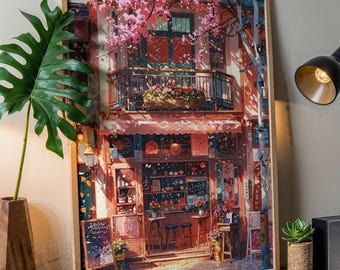 Kirschblüten Bäckerei Kunstdruck: Japanische Sakura, Studio Ghibli Style