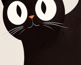 Surprised Cat Print Speckless, Japanese cat art print, Cat Lovers Gift, Vintage Wall Art, Japanese Art, Animal Wall Decor, Eniko Eged Style