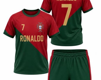 Ronaldo CR7 kids Soccer Set, Football Jersey and Shorts, Customized Youth Shirt, Gift for purtagal Fans, Christmas, Football kids kit