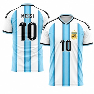 Messi #10 Argentinien Fußballtrikot | Blau-weiß gestreiftes Fußballtrikot