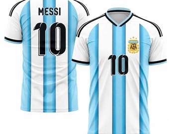 Camiseta de fútbol de Messi #10 de Argentina / Camiseta de fútbol a rayas azules y blancas