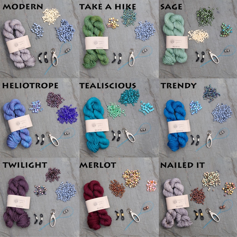 Kit per lavorare a maglia Cordillia: realizza un bracciale, un portachiavi per occhiali e un cordino con perline. immagine 2