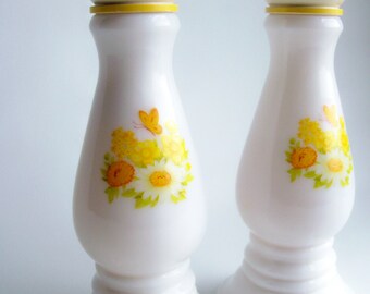 Vintage 1974 Avon Milkglass Candlestick Decanters- Buttercup