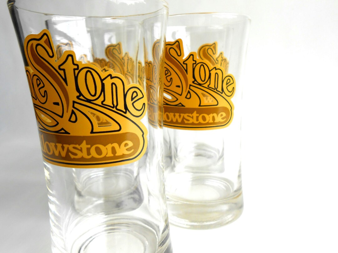 Retro Limestone at Yellowstone Glassware Set of Five Etsy UK