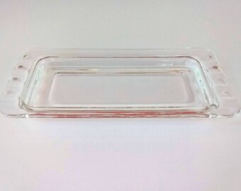 Retro Glass Scalloped Butter Dish