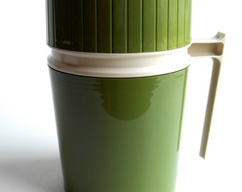 Retro Avocado Green Thermos with back handle