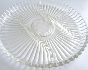 Vintage 1980s Indiana Glass "Crystal Happenings" Divided Platter