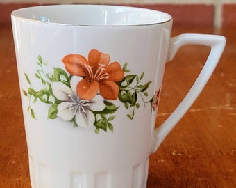 Midcentury Regent  Red and White Floral Fine China Mug