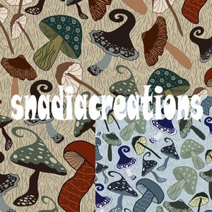 Mushrooms pattern - Seamless vector pattern - Surface design - fabric design - Digital prints - Digital Download, Commercial License