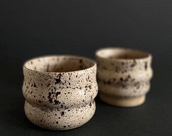 Made to order. Handmade Speckled Ceramic Yunomi Cup: Minimalist Pottery Tea & Coffee Bowl