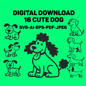 Dog SVG Bundle, Dogs SVG PNG Set, Dog Clipart, Animal Digital Cut Files, Pet Lovers Cricut Design, Puppy Silhouette Bundle