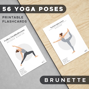 Printable Yoga Pose Flashcards – English & Sanskrit – Brunette Model