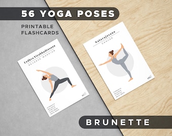 Printable Yoga Pose Flashcards – English & Sanskrit – Brunette Model