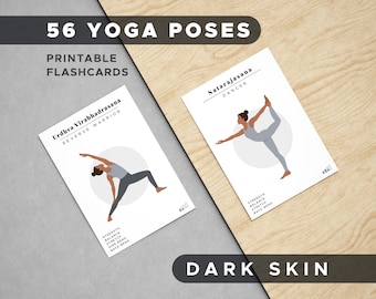Printable Yoga Pose Flashcards – English & Sanskrit – Dark Skin Model