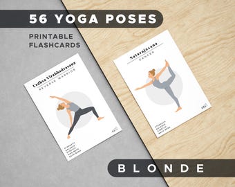 Printable Yoga Pose Flashcards – English & Sanskrit – Blonde Model