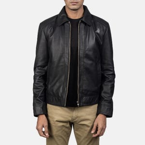 Men's Black Sheepskin Leather Jacket | Quilted Viscose Lining | Real Leather Moto Coat | Classic Motorcycle Style